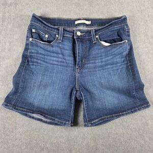 Levis Mid Length Shorts Dark Wash Denim Womens Size 29 29965-0083